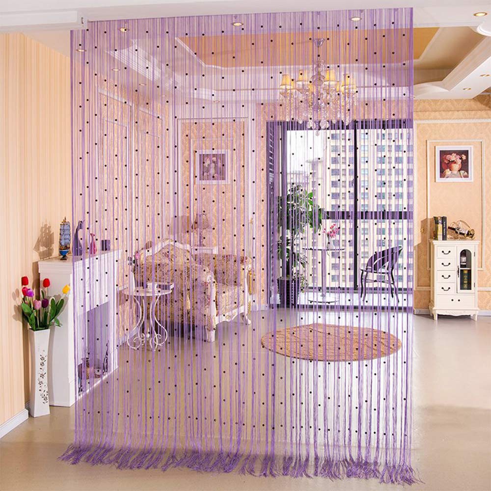 Beaded String Curtains for Doors & Windows - Decorative Room Divider Tassel Panel 39x78 Inches, Purple - Perfect for Boho Home Decor, Bedroom Partition & Living Room Accent