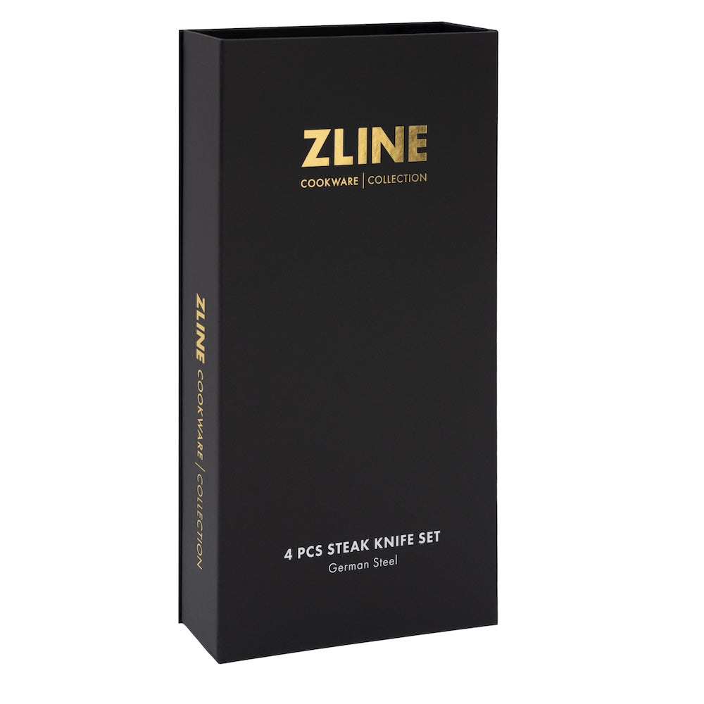 ZLINE 4-Piece Professional German Steel Steak Knife Set - High-Quality Sharp Knives for Steak, Meat & BBQ - Perfect for Dining, Gifting & Kitchen Essentials (STK GS 4)