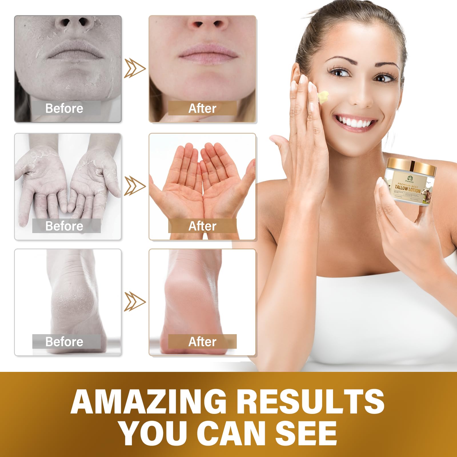 Natural Tallow Face Moisturizer & Balm for Smooth Skin - Reduce Redness & Cracks | Daily Skincare