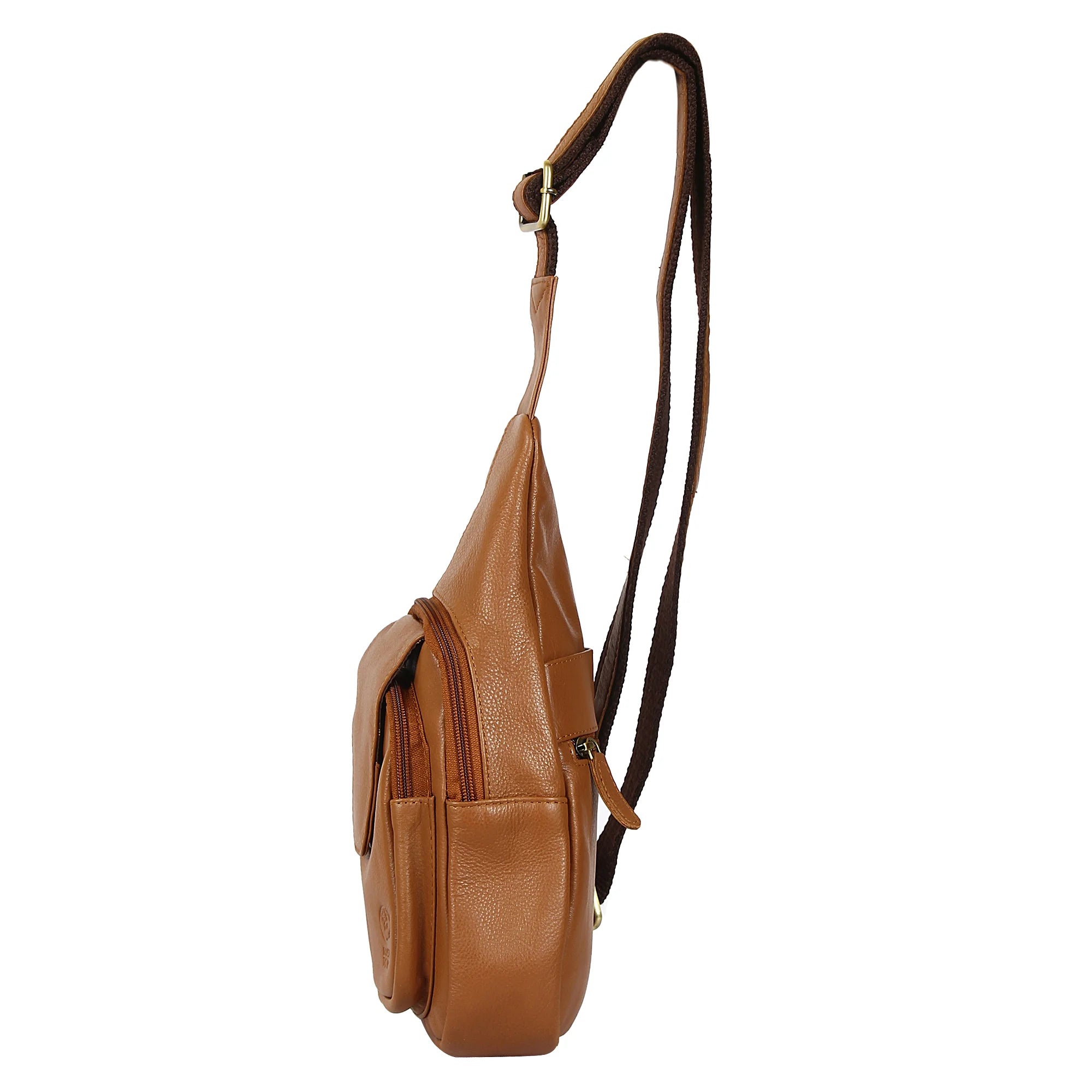 Premium Genuine Leather Sling Bag - Crossbody Chest Shoulder Backpack for Men & Women (Brown) - Perfect for Travel, Hiking & Everyday Use
