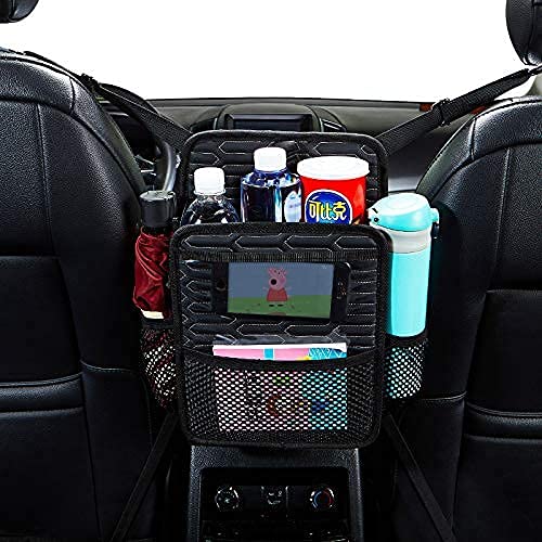 Universal Car Handbag Holder - Mesh Organizer for Purse, Phone & Accessories | Backseat Storage Net for Vehicles | Perfect for Kids, Pets & Travel Organization | Extra Large Armrest Pocket for Cars, SUVs & Trucks | Auto Organization Accessory for Road Trips & Daily Commute