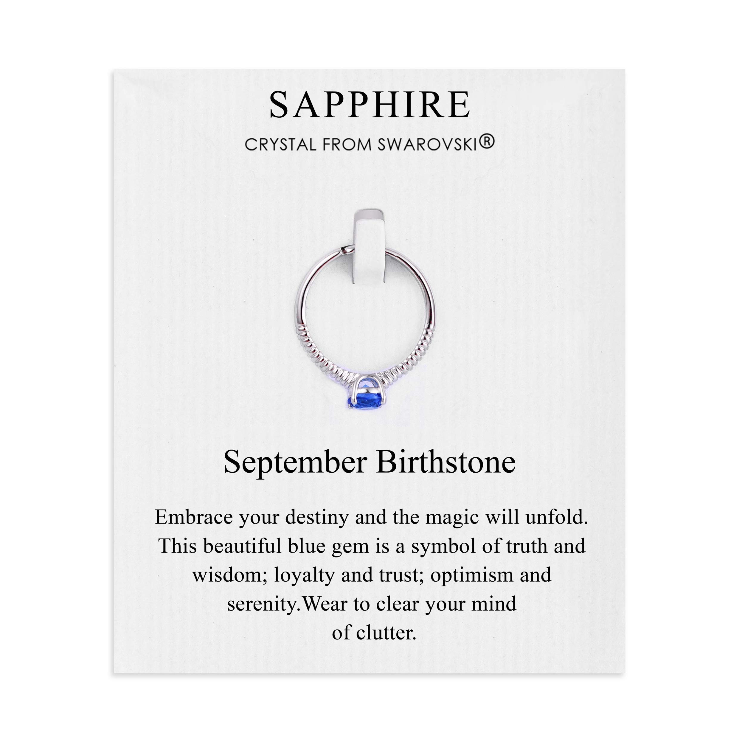 Philip Jones Sapphire Birthstone Ring with Zircondia® - Perfect Gift for September Birthdays