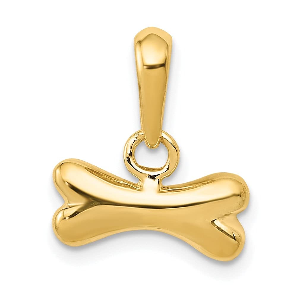 14K Yellow Gold Dog Bone Pendant Necklace for Women - 15mm x 14mm Pet Lover Jewelry Gift - Perfect for Dog Owners, Animal Lovers & Everyday Wear