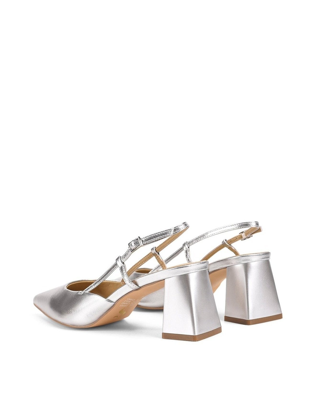 Yasmine Slingback Heels - Silver Metallic Leather Women's Dress Shoes for Party, Wedding & Evening Events | Comfortable & Stylish Women's Fashion Pumps