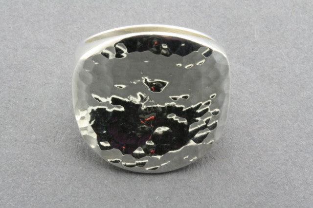 Sterling Silver Large Flat Concave Hammered Signet Ring for Men & Women - Perfect for Engraving, Gifts, and Everyday Wear