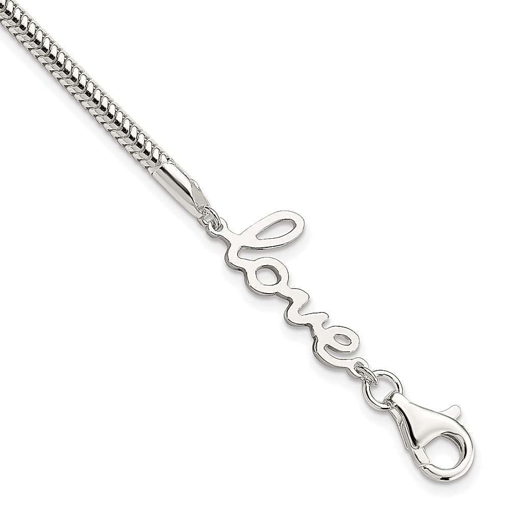 925 Sterling Silver Love Bracelet 7.5 Inch Beaded Fine Jewelry for Women - Romantic Gift for Her, Anniversary, Valentine's Day & Special Occasions