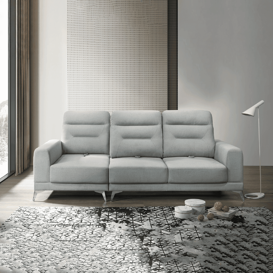 Halley Light Grey Fabric Slideback Sofa - Pet Friendly, Comfortable & Durable Living Room Furniture for Small Spaces, Apartments & Cozy Home Decor