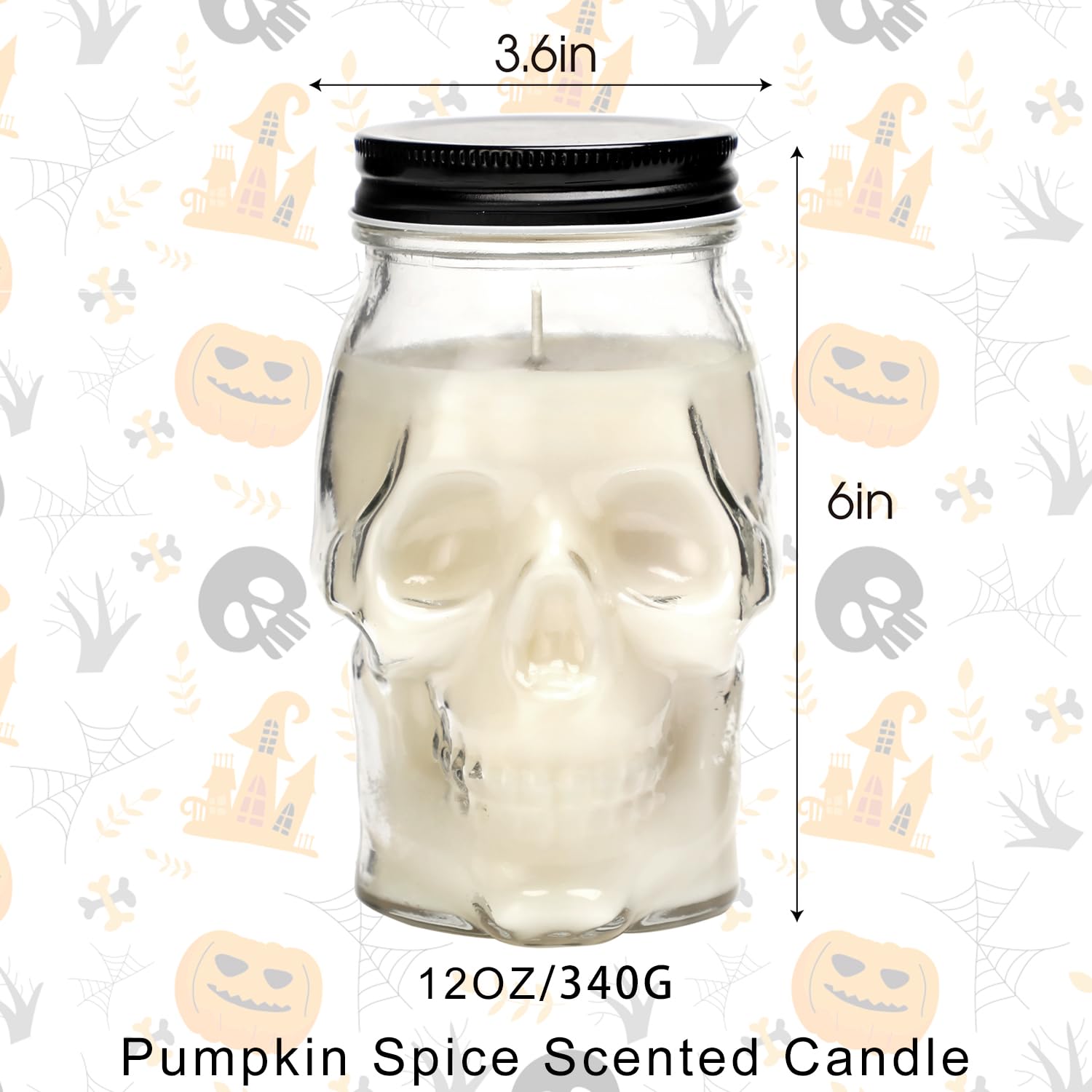Gothic Skull Candle - Large White Halloween Decorative Candle for Home, Table, Bar & Indoor Decor | Perfect for Halloween Party, Gothic Room Decor & Spooky Atmosphere