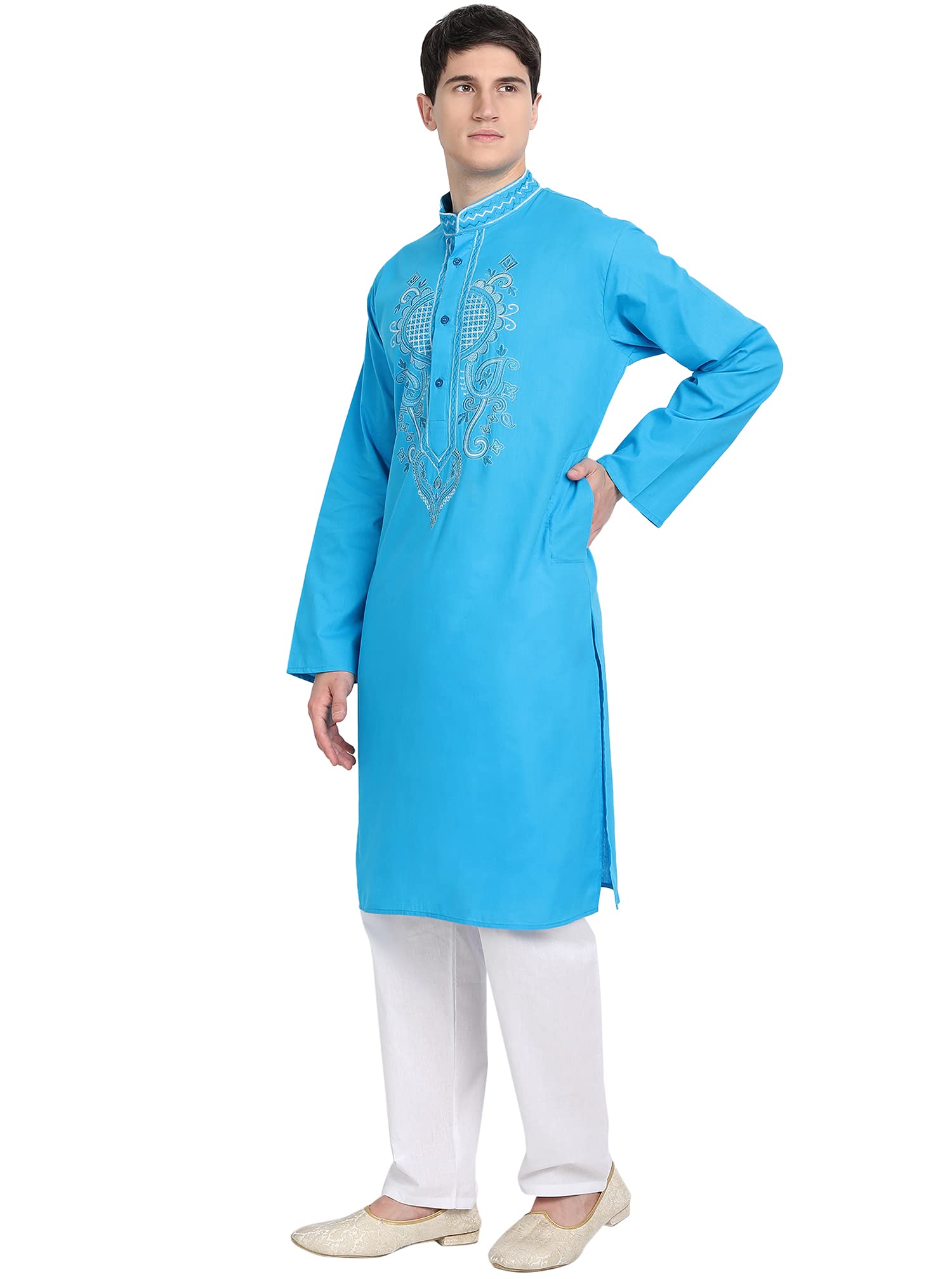 Men's Cotton Kurta Pajama Set - Long Sleeve Traditional Ethnic Casual Wear for Festivals, Weddings & Daily Comfort | Breathable Loungewear & Sleepwear