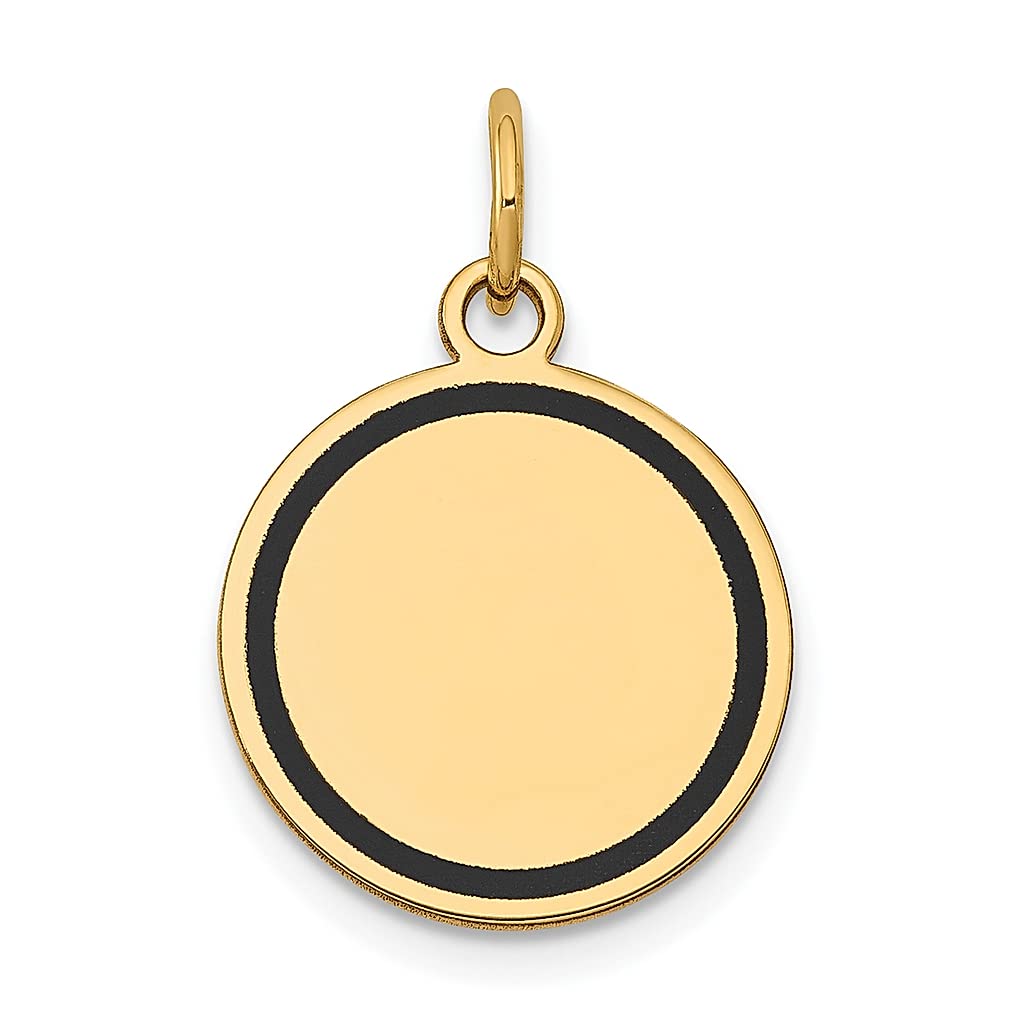 14K Yellow Gold Enamel Engravable Disc Charm Necklace - .027 Gauge Round Edge Pendant for Women | Personalized Fine Jewelry Gift for Her | Perfect for Anniversaries, Birthdays & Special Occasions
