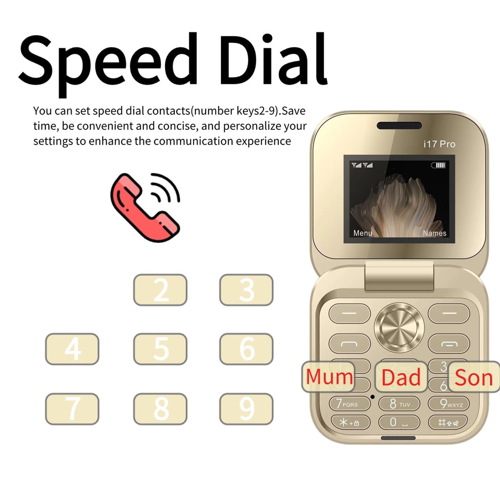 Senior-Friendly Flip Phone - Easy-to-Use Mobile for Elderly with Large Buttons & Hearing Aid Compatibility | Perfect for Grandparents, Emergency Calls & Simple Communication