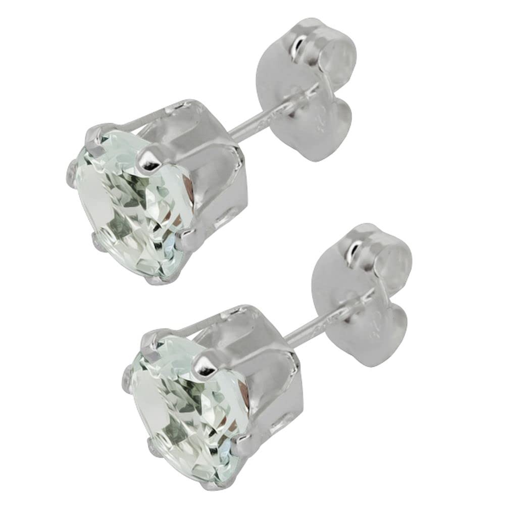 1.40 Ct Round Aquamarine Stud Earrings in 925 Sterling Silver for Women & Men | Gem Stone King | 6mm Elegant Jewelry for Weddings, Parties & Gifts