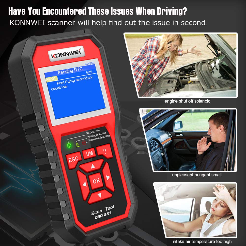 KW710 Battery Tester & KW850 OBD2 Scanner - Professional Automotive Diagnostic Tool for Car Battery Health Check & Engine Fault Code Reading - Perfect for Mechanics & DIY Car Maintenance