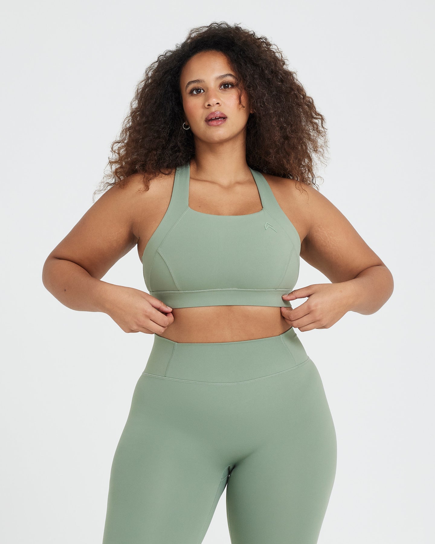 Timeless Wide Strap Sports Bra for Women - Comfortable High Support Workout Top in Sage Green | Perfect for Yoga, Running & Gym