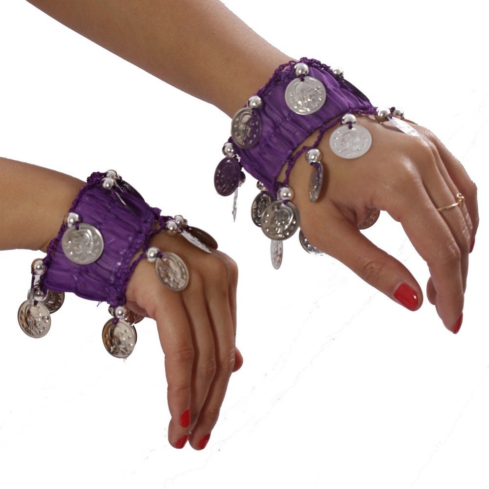 Belly Dance Coined Wrist Bands - Handmade Wrist Jingle Bracelets for Belly Dancers | Perfect for Performances, Practice & Costume Accessories