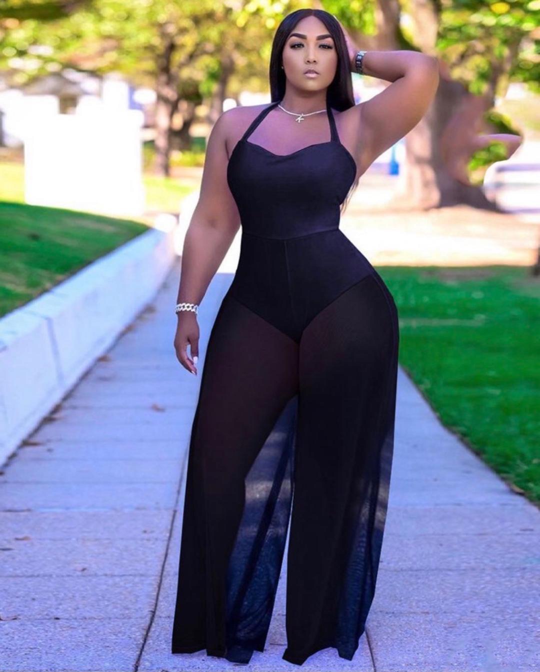 Chantel Sheer Wide Leg Jumpsuit for Women - Elegant Black Lace Romper with Flowy Palazzo Pants | Perfect for Date Night, Evening Parties & Summer Vacations