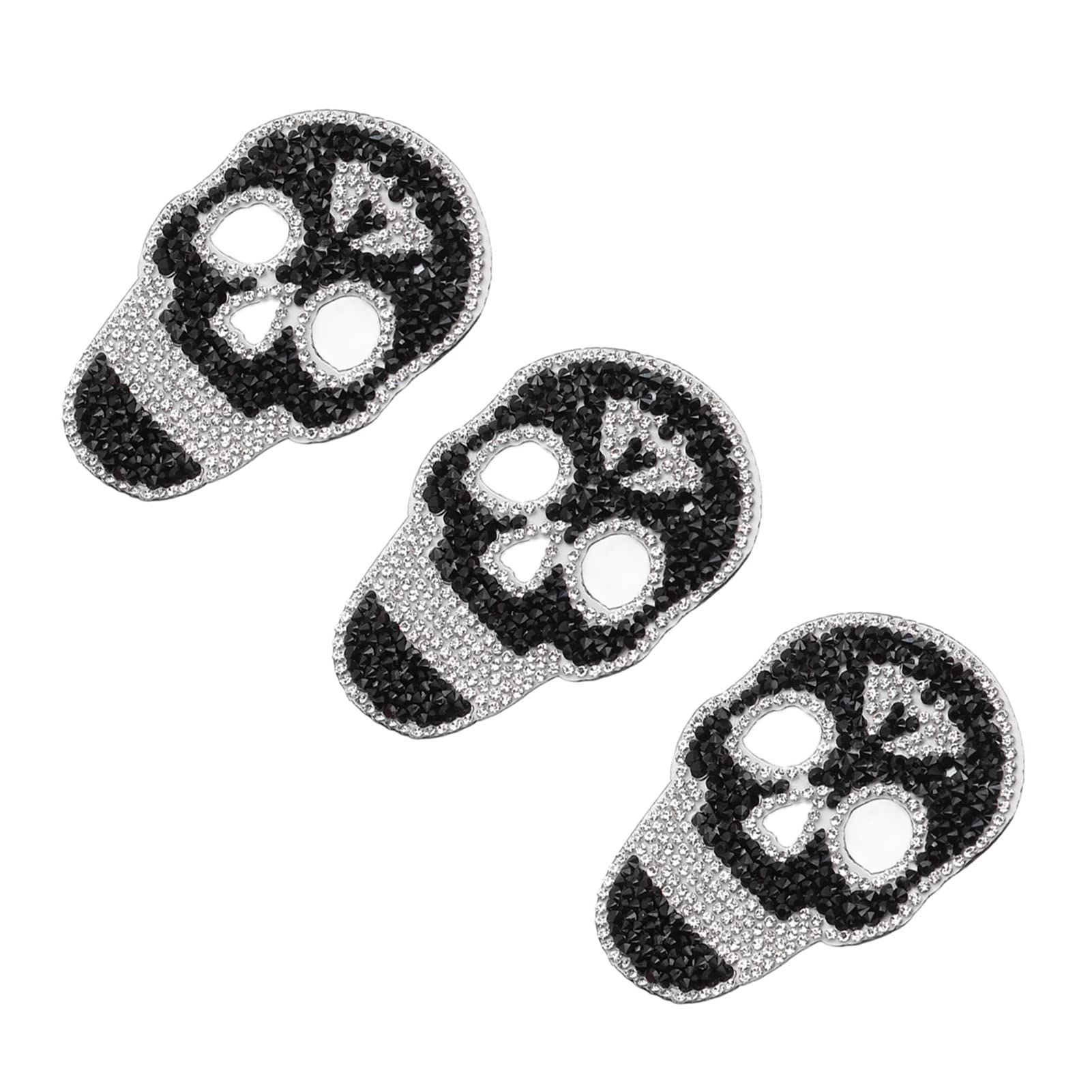 Xunn Embroidered Iron On Patches - 3PCS Black Skull Sew On Patches for Jackets, Hats, Bags & DIY Clothing | Gothic Fashion Accessories for Punk Style Outfits