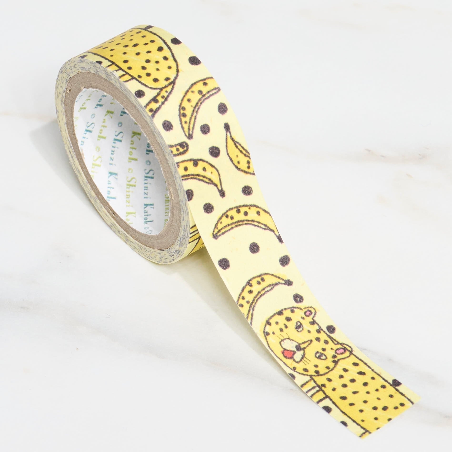 Shinzi Katoh Kirapika Masking Tape - Banana Pattern Washi Paper Tape for Scrapbooking, DIY Crafts, Gift Wrapping & Decoration - Adhesive Seal Do for Home, Office & School Projects
