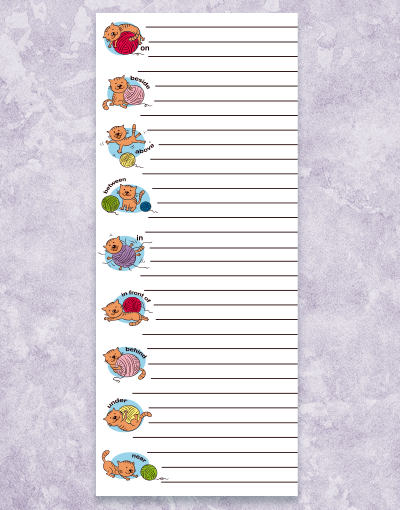 Cat Prepositions Shopping List Notepads - Fun & Cute Grocery List Pads for Cat Lovers - Perfect for Kitchen, Office & Gifts
