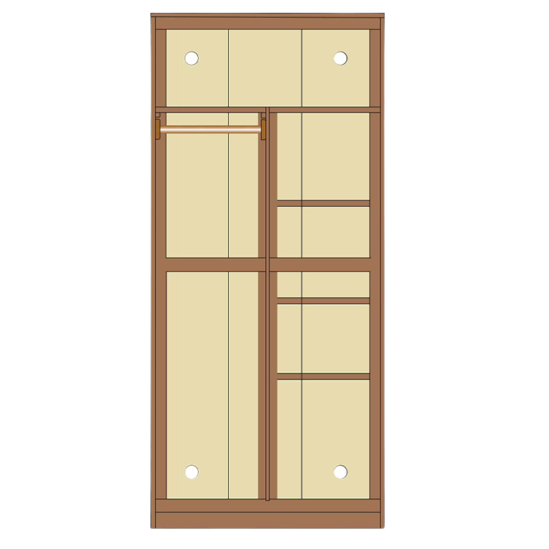 31.5x19.7x78.7 inch / 80x50x200сm / Walnut Color / double door wardrobe stacked style