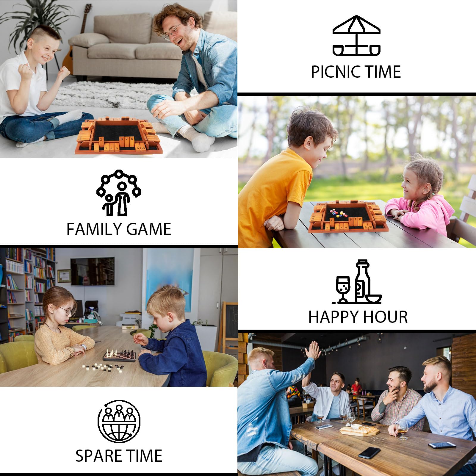 Upgraded 1-4 Players Shut The Box Dice Game - Wooden Board Tabletop Math Game for Kids & Adults with 12 Dice | Classic Family Game for Pubs, Classrooms & Parties | Perfect Christmas Birthday Gift for Board Game Lovers | Fun for Family Game Nights & Math Learning Activities