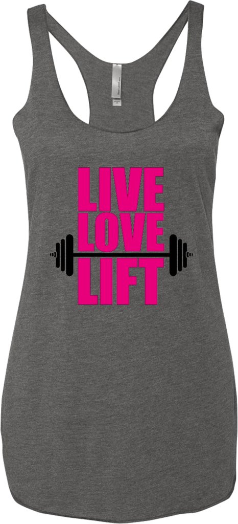 Women's Fitness Tri-Blend Racerback Tank Top - Soft Breathable Workout Shirt for Gym, Yoga & Running - Live Love Lift Design