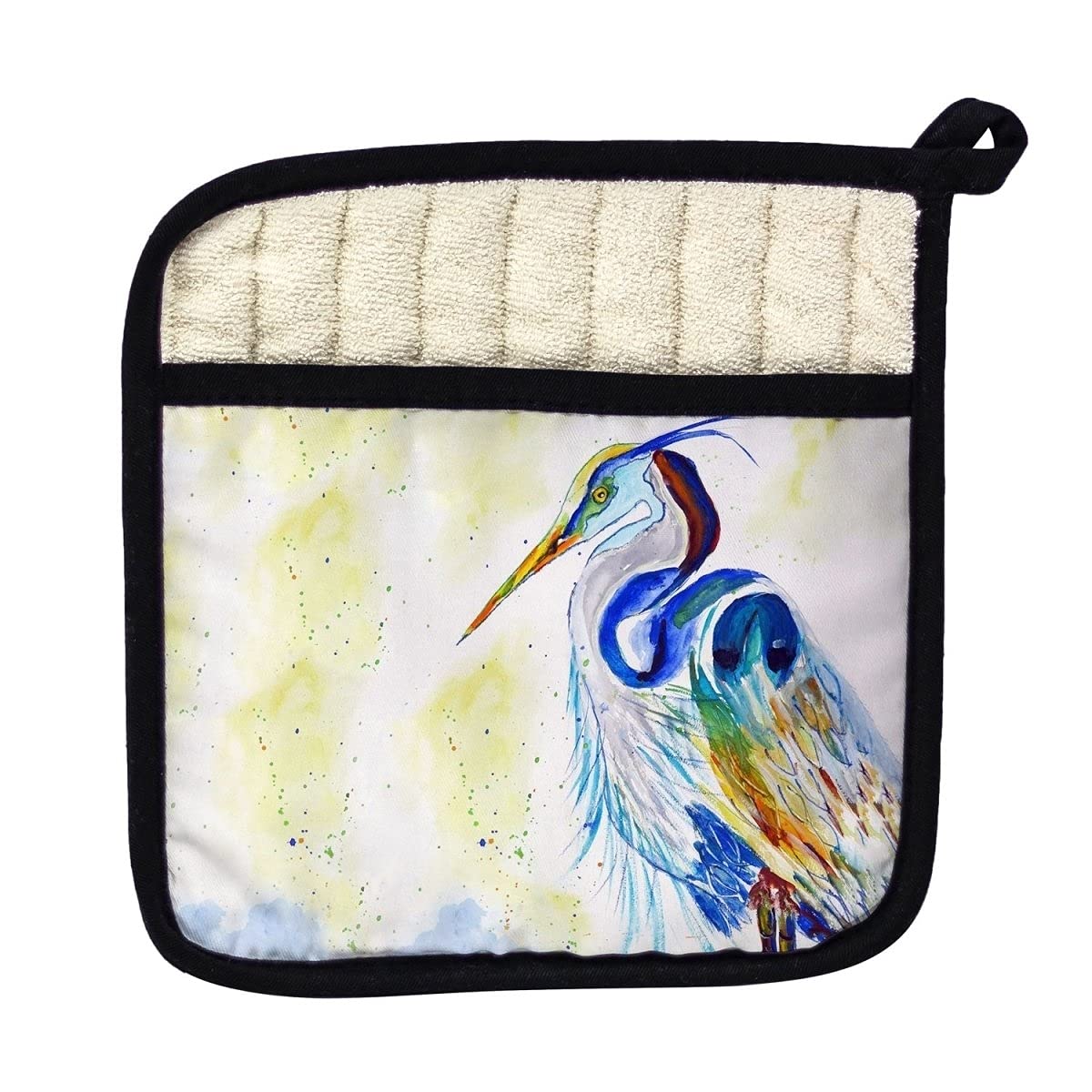 Betsy Drake PT1006 Watercolor Heron Pot Holder - Heat Resistant Kitchen Oven Mitt - Perfect for Cooking, Baking & Grilling