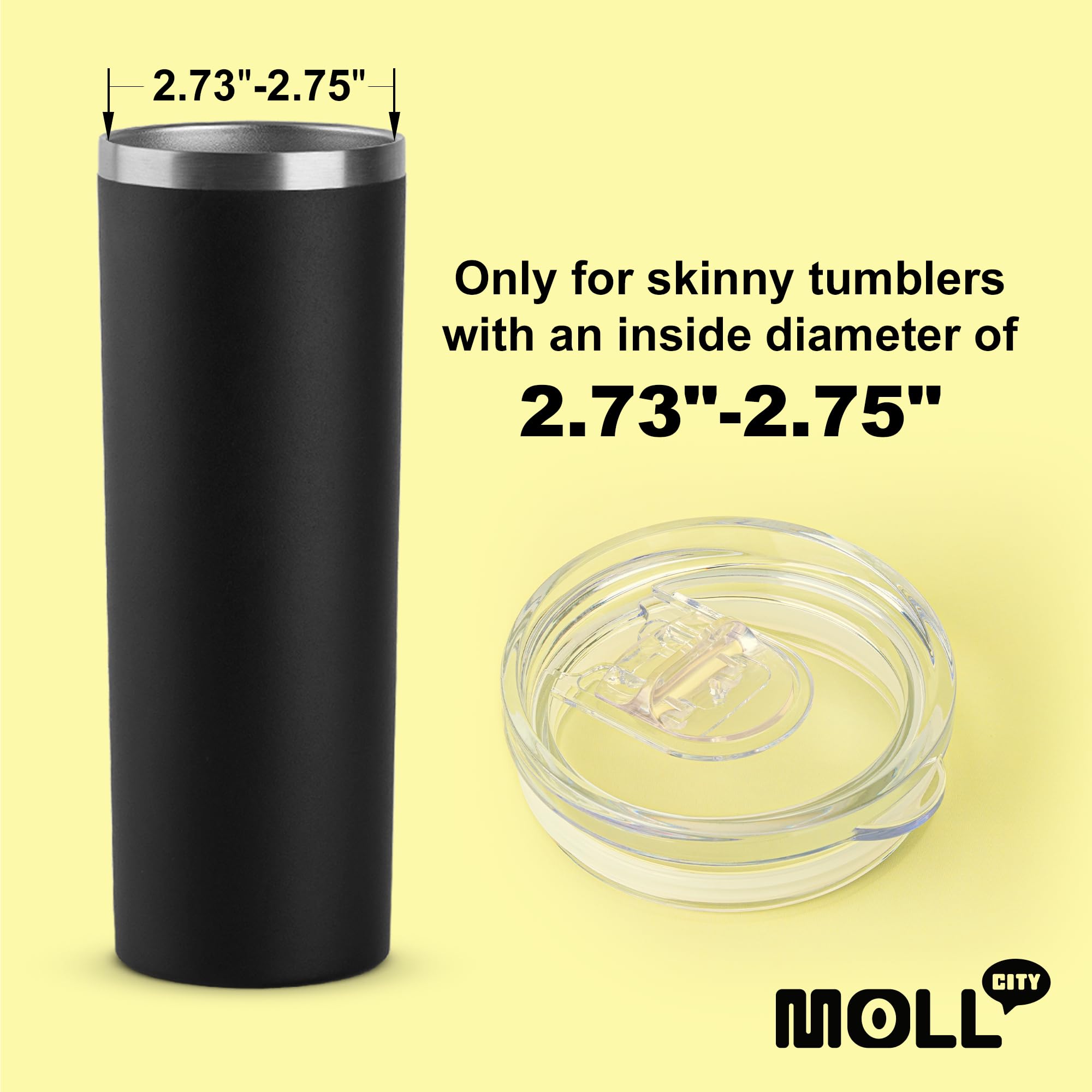 Skinny Tumbler Replacement Lid - 2 Pack BPA-Free Splash Resistant Sliding Covers for 2.73-2.75 Inch Diameter Tumblers - Perfect for Travel, Gym & Office Use