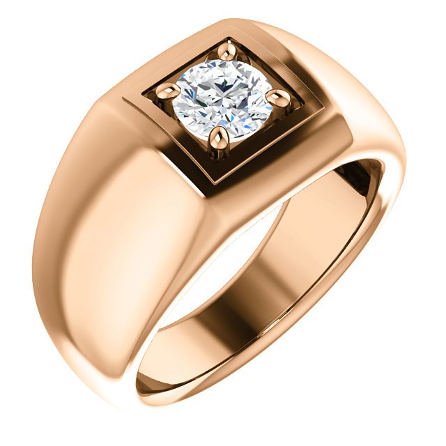 14KT Gold 3/4 Carat Round Diamond Solitaire Ring for Men - Perfect for Engagement, Wedding & Anniversary Gifts