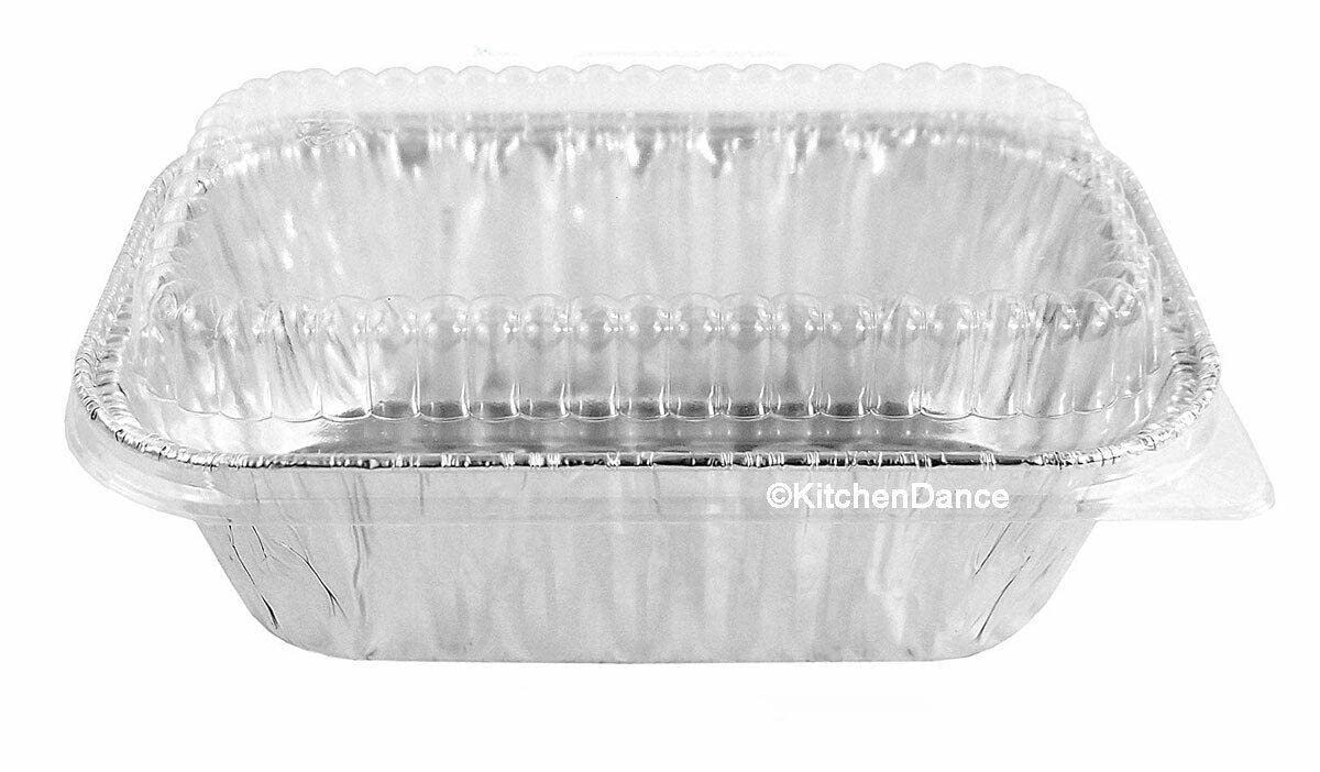 Disposable Mini 1 Lb. Loaf Pans with Clear Dome Lids - 50 Pack Combo Set | Baking Accessories, Kitchen Utensils & Cooking Tools for Meal Prep, Party Serving & Home Decor