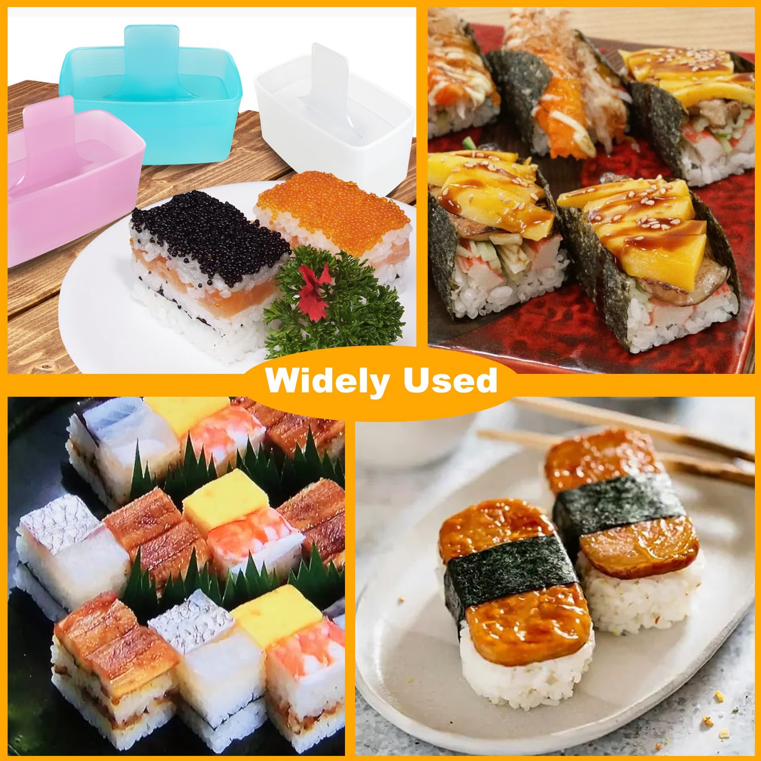 3-Pack Non-Stick Musubi Mold Maker Set - Sushi Press & Onigiri Rice Ball Maker for DIY Home Cooking, Bento Box Lunch Prep (Includes 3 Rice Ladles) - Perfect for Japanese Cuisine, Kids' Lunches & Party Snacks