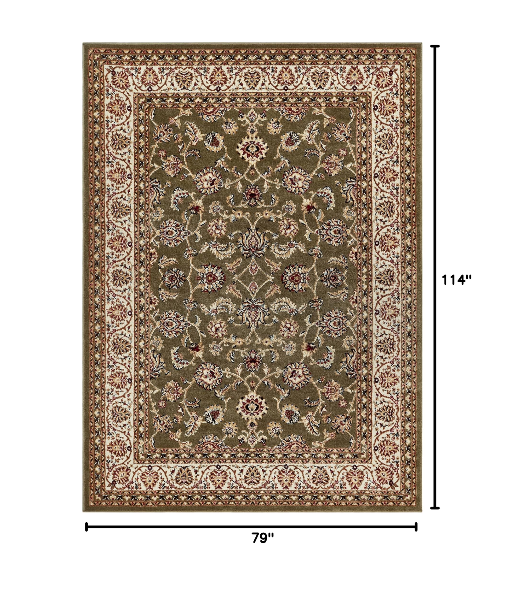 Well Woven Barclay Collection Sarouk Green 6x9 Area Rug - Soft Modern Handmade Wool Carpet for Living Room, Bedroom, Dining Room - Perfect for Home Decor, Office & High Traffic Areas