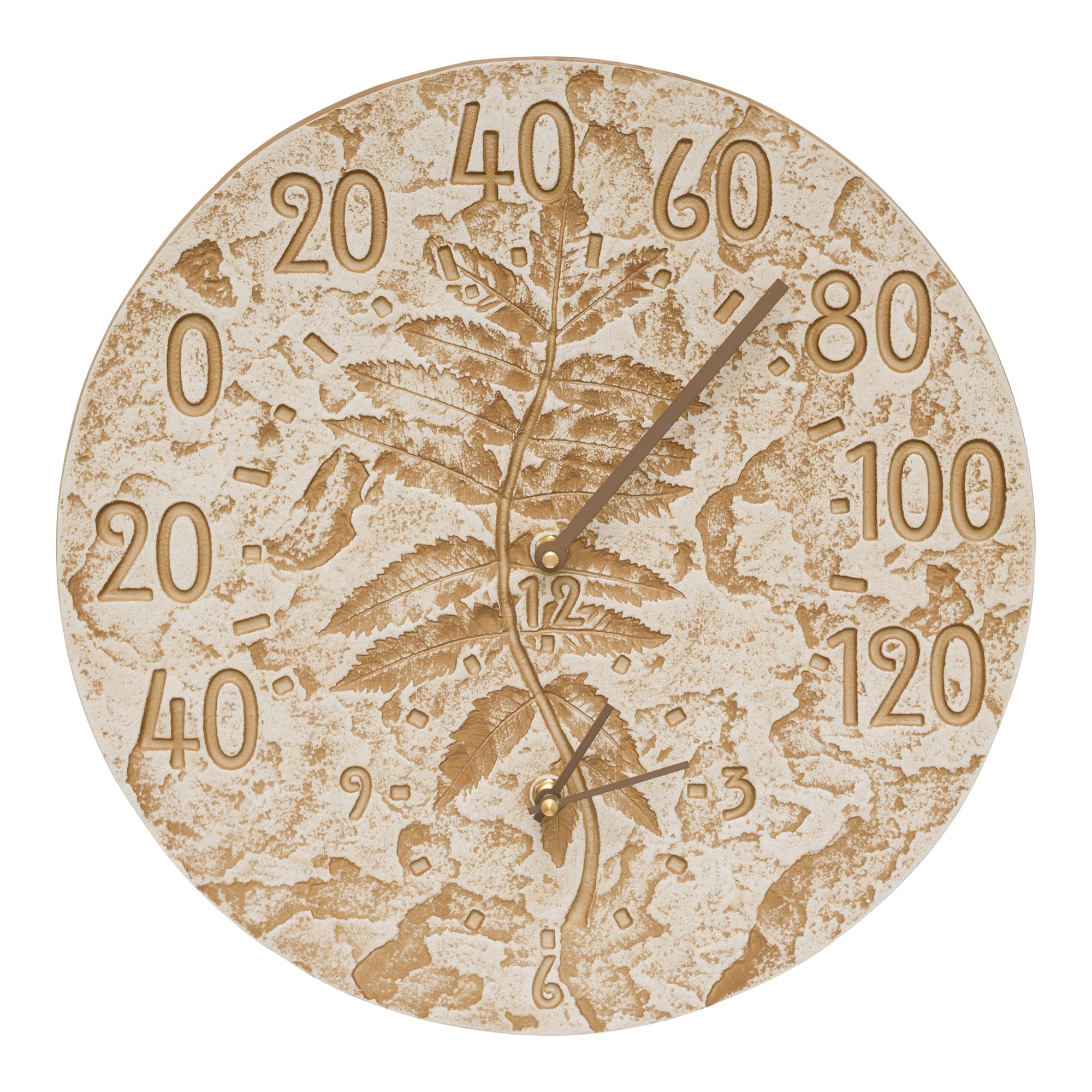 Whitehall Products 01587 Fossil Sumac Outdoor Thermometer & Clock Combo - Perfect for Garden, Patio, and Home Decor