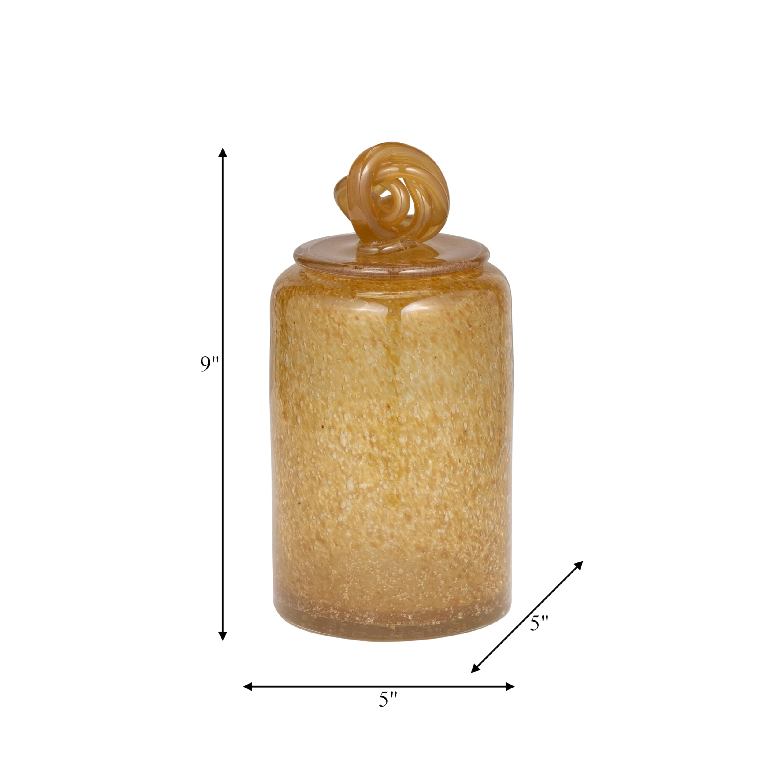 10 Inch Amber Orange Glass Bottle Vase with Lid - Knotted Topper Table Decor for Home or Office - Modern Centerpiece for Dining Table, Wedding Decor, and Farmhouse Style Interior Design