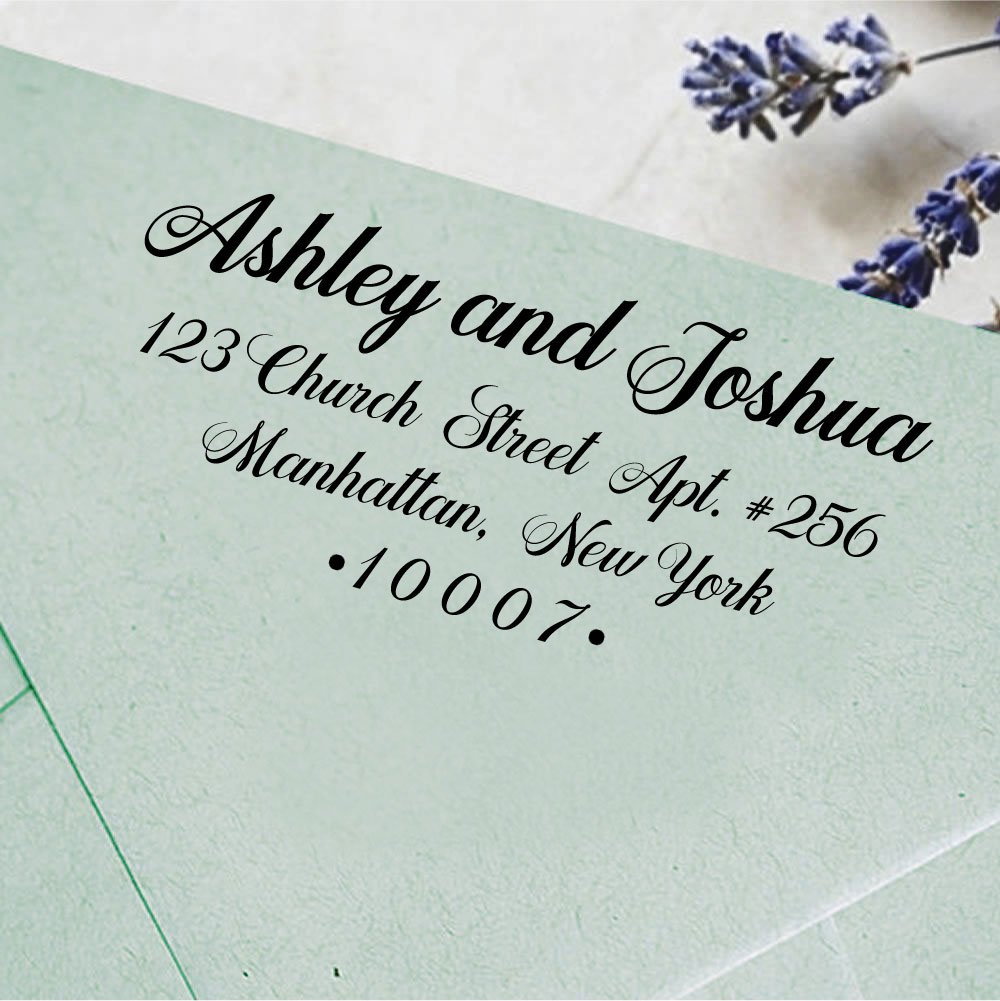 Personalized Self Inking Wedding Address Stamp - Custom Family Name & Address Rubber Stamp for Invitations, Envelopes, Thank You Cards & Wedding Stationery