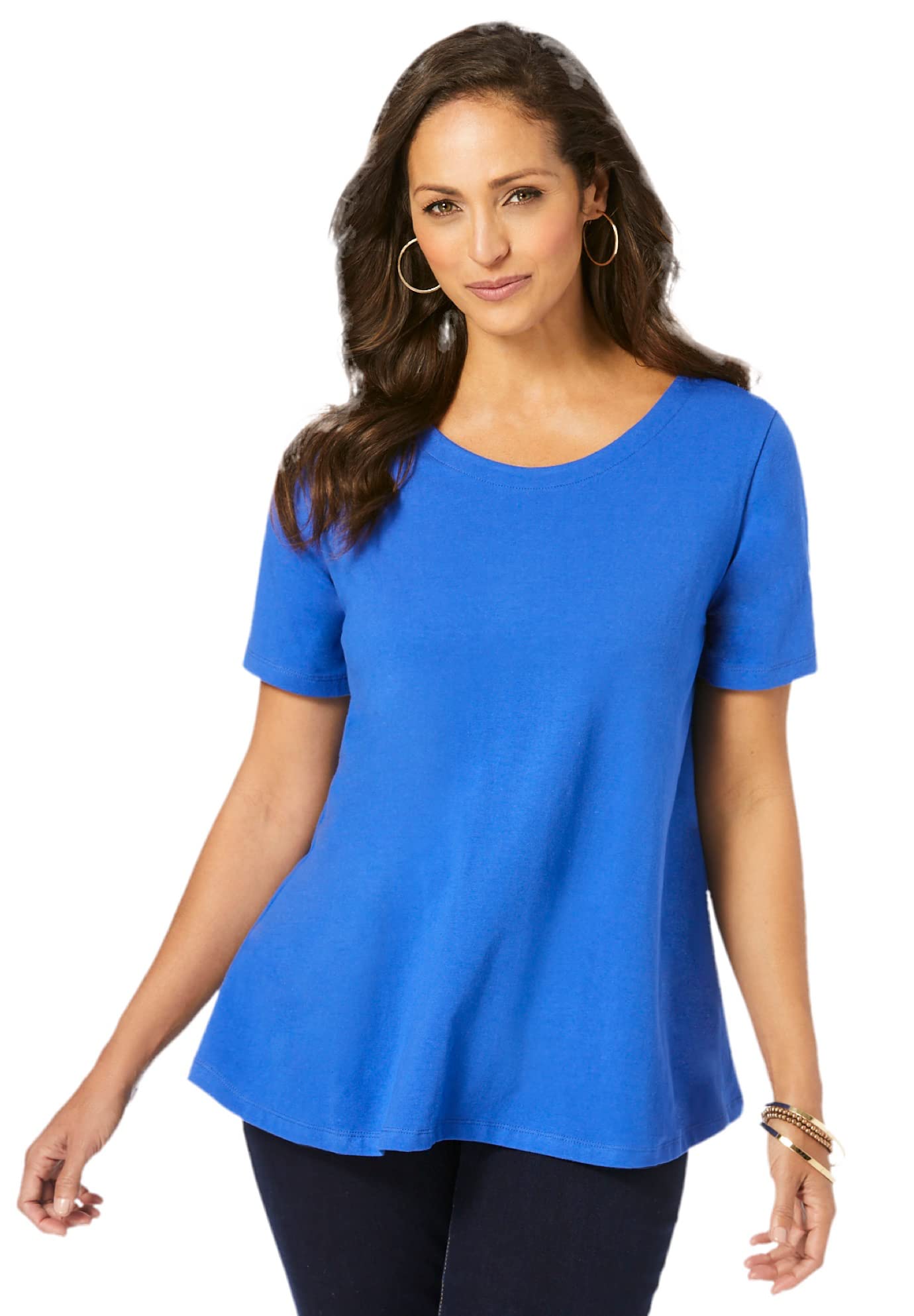 Jessica London Plus Size Stretch Cotton Tee for Women - Casual Comfort Wear