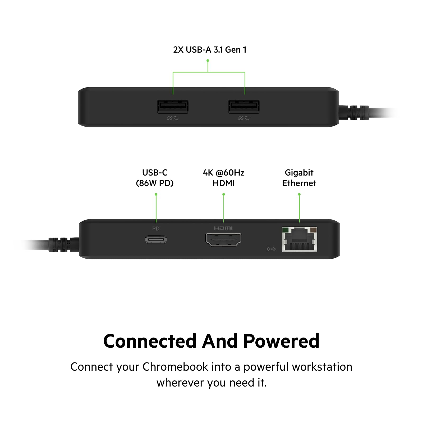 Belkin 5-in-1 USB-C Hub with Ethernet & 4K HDMI - 2 USB-A Ports, 1 USB-C Port - Compatible with MacBook, Chromebook, Laptops - Perfect for Home Office, Remote Work & Video Conferencing