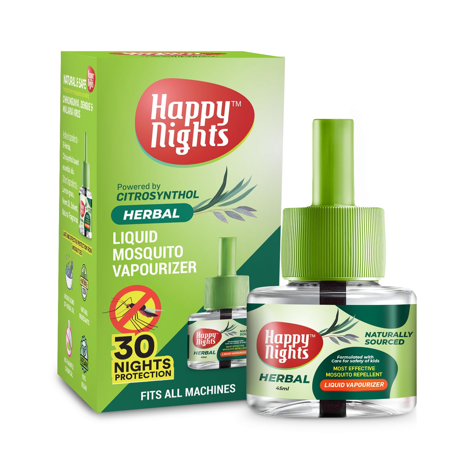 Happy Nights Mama's Choice Combo Pack - Natural Herbal Mosquito Repellent with Lemon Eucalyptus & Camphor Oil - Chemical-Free Vaporizer for 100% Mosquito Protection - Perfect for Bedrooms, Nurseries, and Outdoor Camping
