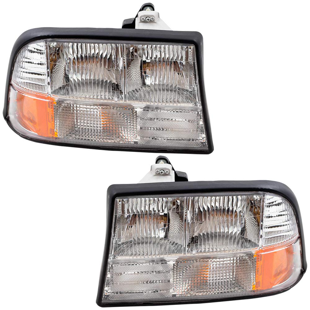 Brock Replacement Headlight Assembly Set - Driver & Passenger Side Compatible with 1998-2004 GMC Sonoma Pickup Truck | Durable LED Headlights for Night Driving & Off-Road Use
