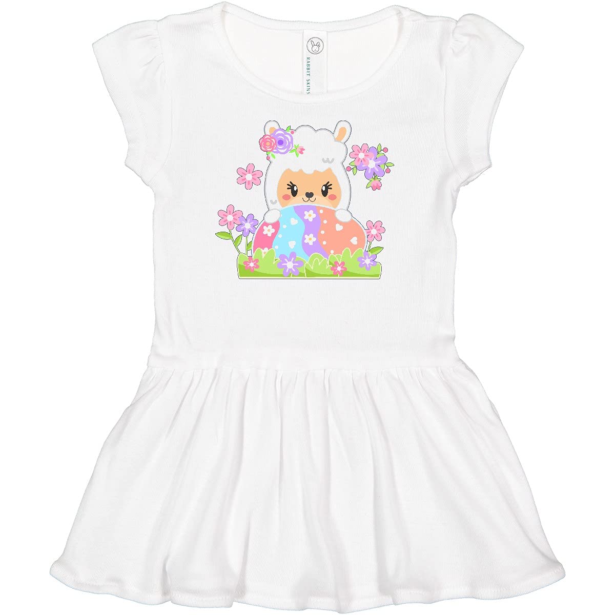 Inktastic Cute Easter Llama with Spring Flowers & Egg Baby Dress - Perfect for Easter Photos, Spring Celebrations & Infant Special Occasions
