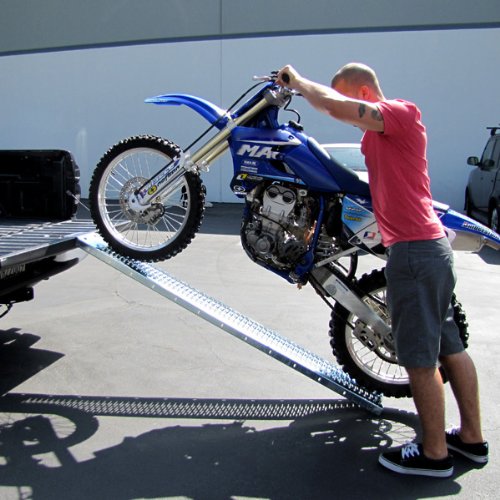 Heavy Duty Motorcycle Ramp for Dirt Bikes & ATVs - Aluminum Loading Ramp with Leveling Plate | Perfect for Truck, Trailer & Garage Loading/Unloading
