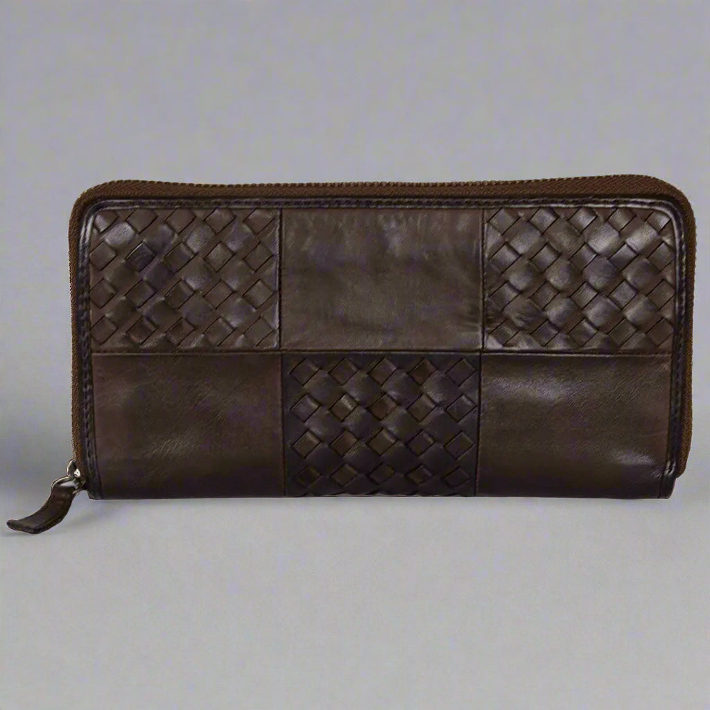 BOL Women's Basket Weave Zip Around Clutch Wallet - Stylish Crossbody Purse for Evening Parties, Travel & Daily Use