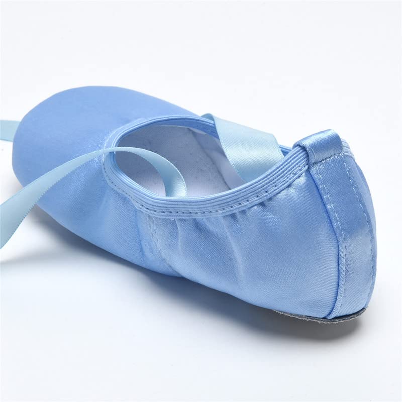 WENDYWU Girls Ballet Dance Shoes - Purple Flat Slippers with Ribbon for Ballet Class, Recital & Practice | Comfortable & Lightweight for Young Dancers