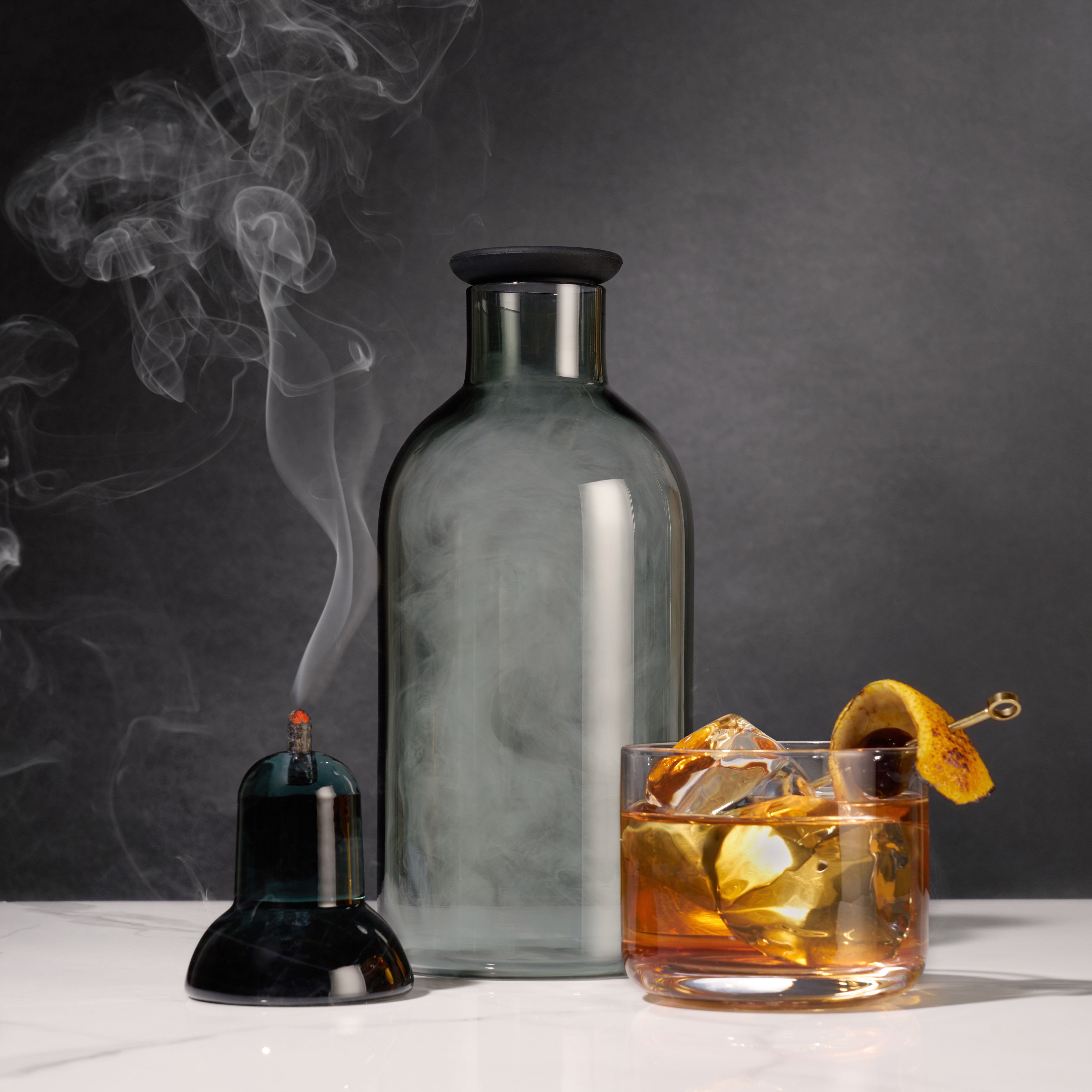 Premium Smoked Cocktail Kit - Handcrafted Wooden Smoking Box with Glass Cloche & Smoking Chips - Perfect for Whiskey, Bourbon, Cocktails & Home Bar Mixology - Ideal for Gifts, Parties & Entertaining