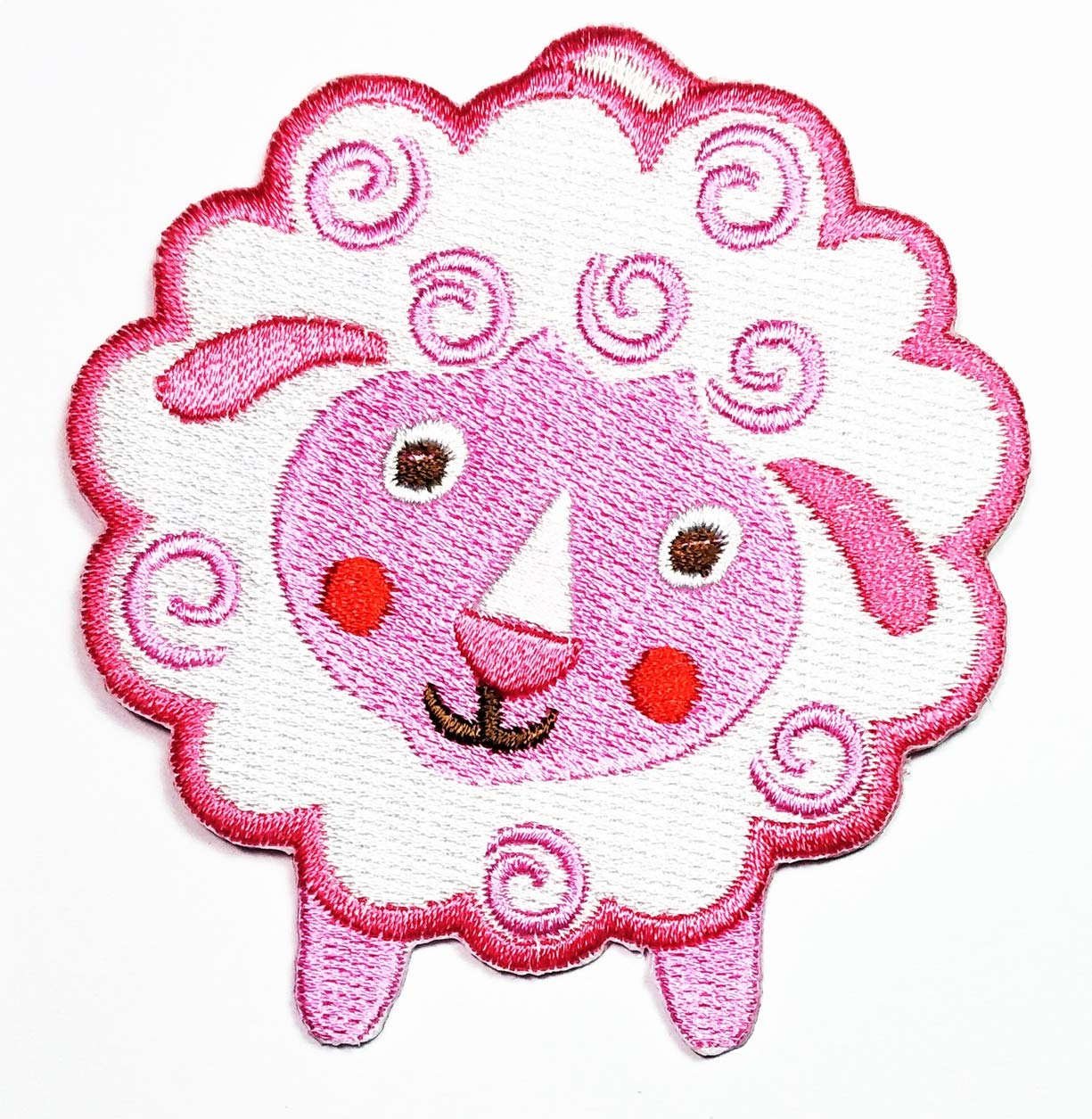 Cute Pink Sheep Lamb Iron-On Patch - Cartoon Animal Embroidered Applique for Kids - DIY Sew On for Pants, Jackets, Polo Shirts, Hats & Backpacks (13 Pack) - Perfect for School Crafts, Costume DIY & Fashion Upcycling