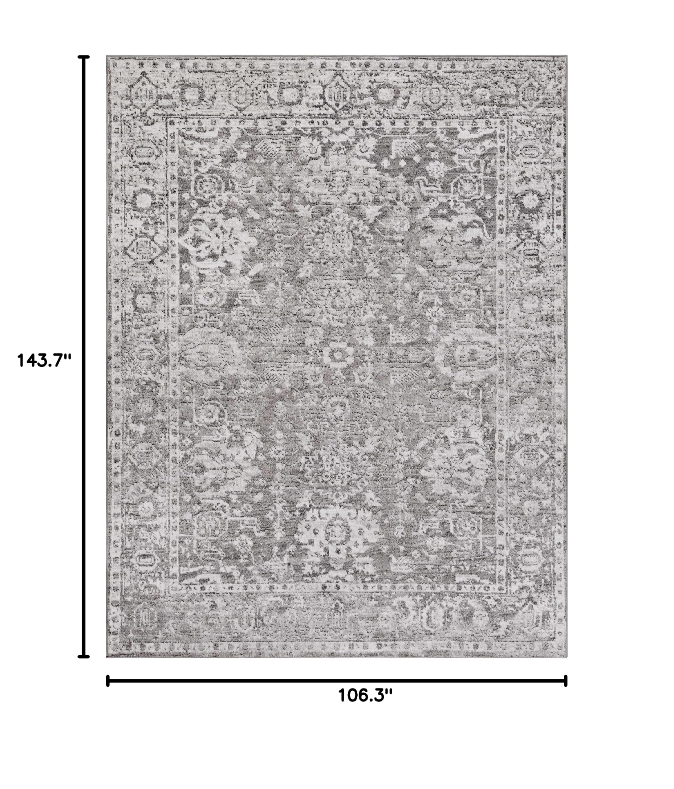 Hauteloom Tripp Transitional Area Rug - Soft Gray and White - 8'10