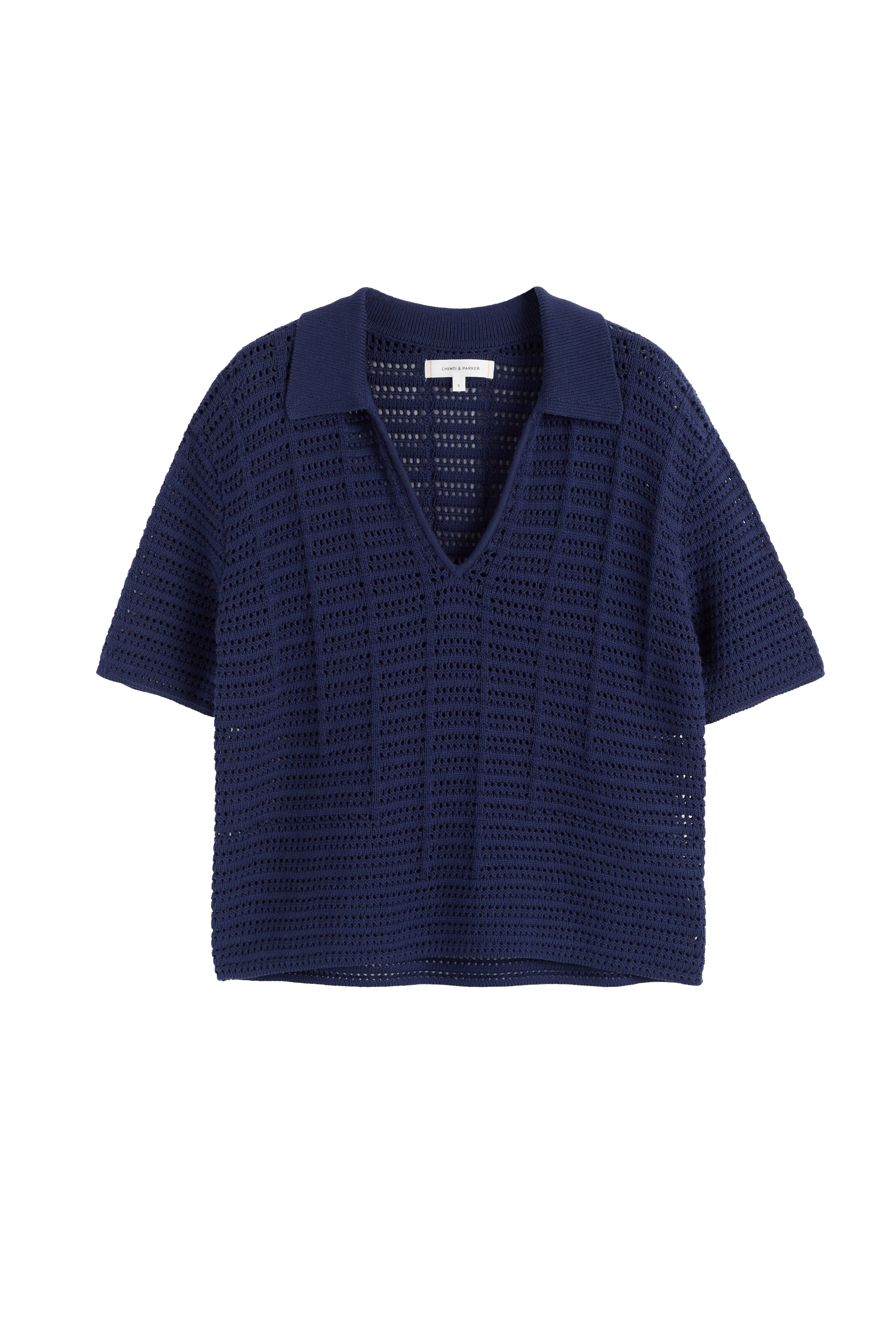 Navy Blue Cotton Crochet Shirt for Women - Breathable Summer Boho Top - Perfect for Beach, Vacation & Casual Outings