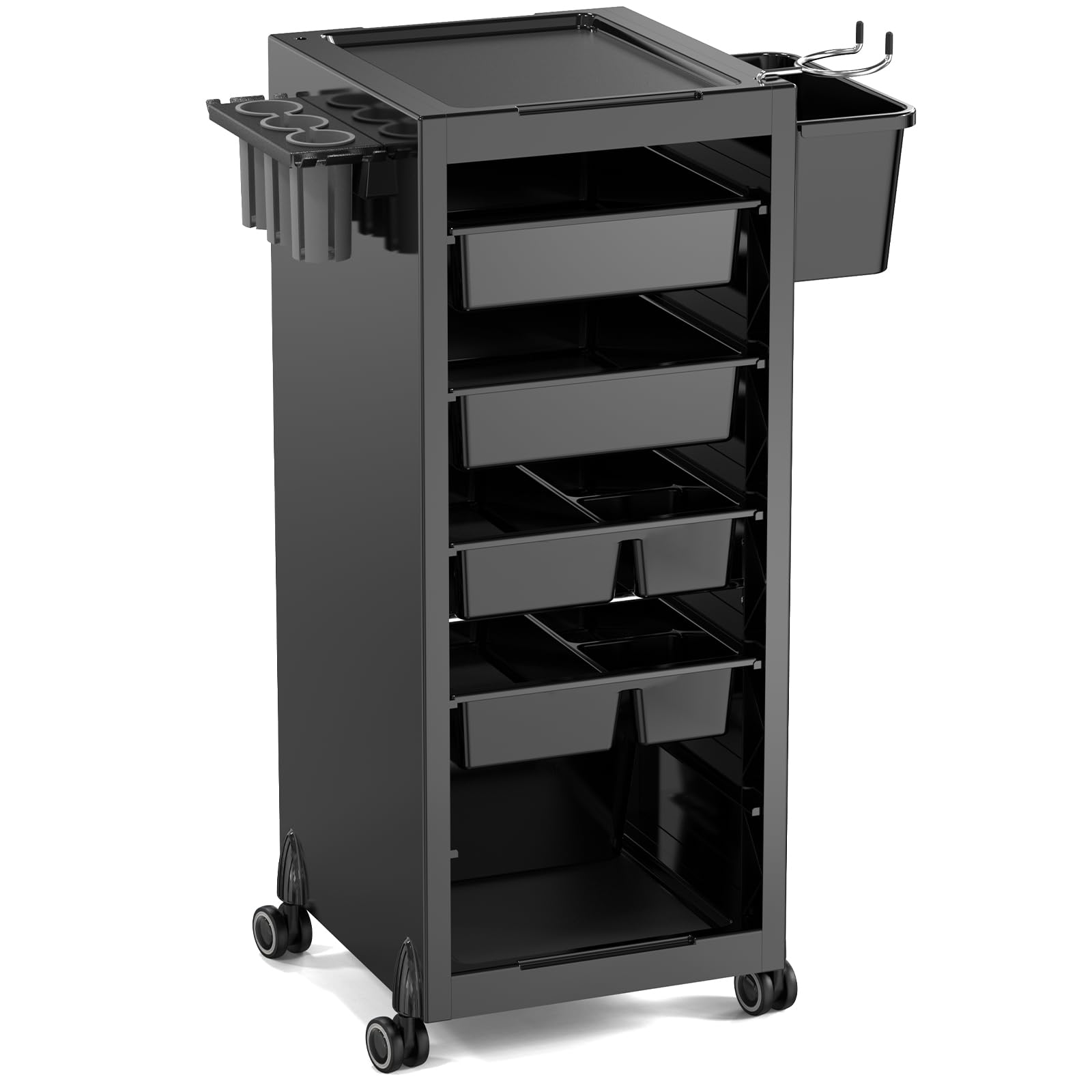 Professional Salon Trolley Cart with 4 Drawers & 2 Baskets - Rolling Hair Stylist Organizer, Mobile Beauty Storage Station with Wheels - Perfect for Salon, Tattoo Parlor, Home Hairdressing & Makeup Organization