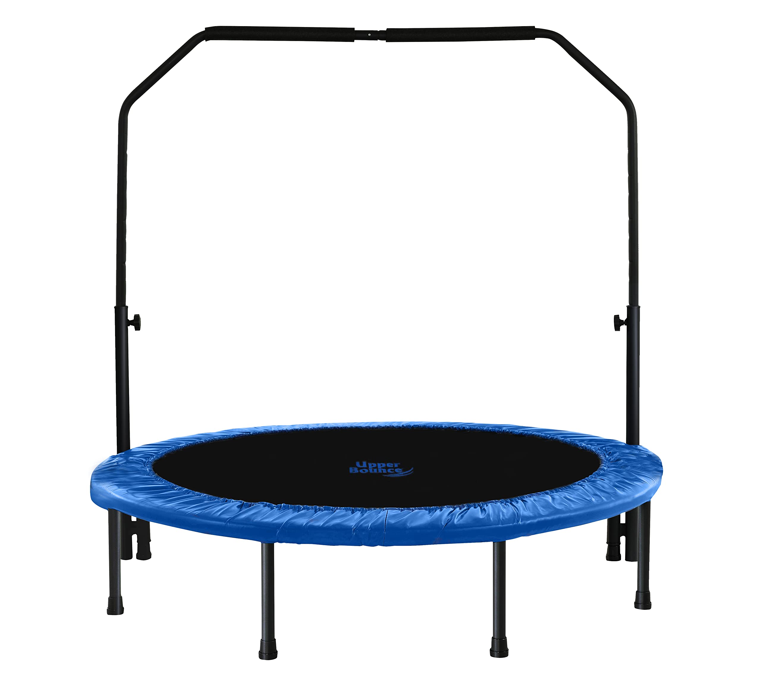 Upper Bounce Mini Trampoline for Adults & Kids - Foldable Rebounder for Indoor/Outdoor Fitness Exercise with Adjustable Bar & Safety Pad - Perfect for Home Gym, Cardio Workouts & Family Fun