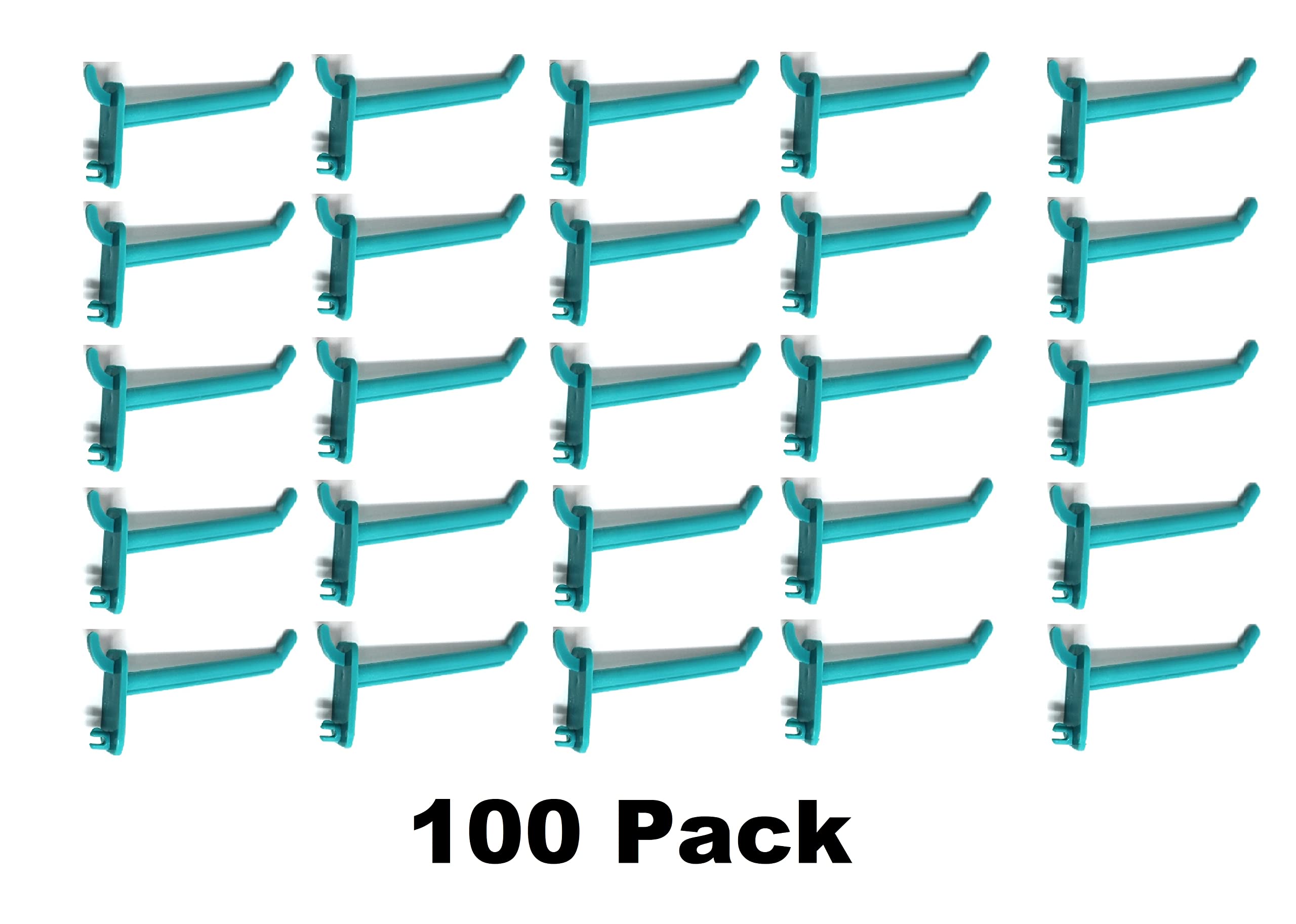 JSP Manufacturing Teal Plastic Pegboard Hooks - 2 Inch, 4 Inch, 6 Inch Sizes (Pack of 100) for Garage, Tools, Storage, Jewelry & Craft Organization - Perfect for Wall Mounting, Workshop & DIY Projects